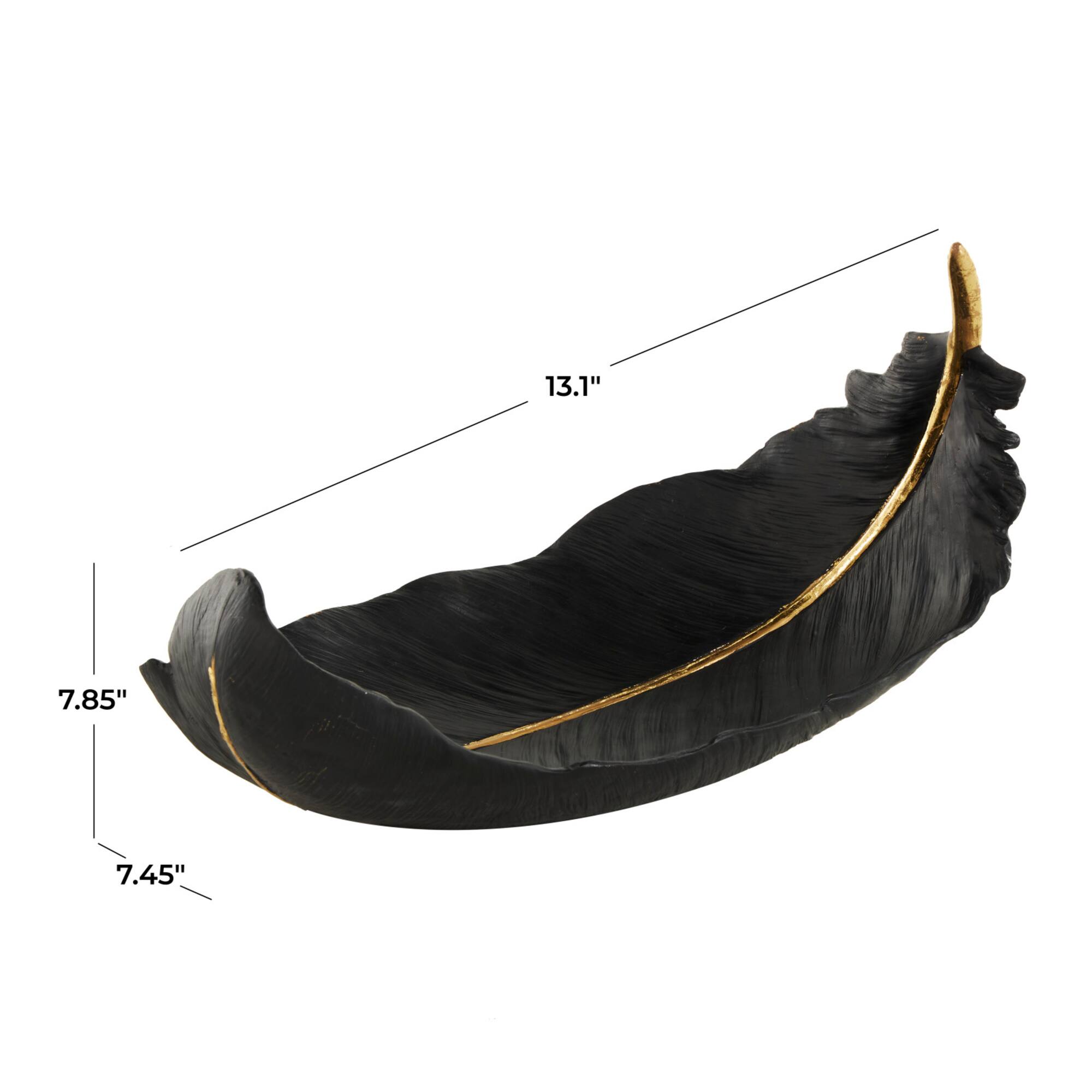 CosmoLiving by Cosmopolitan 13" Black Feather Decorative Bowl